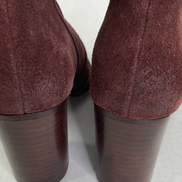 Splendid Lakota Suede Ankle Bootie Boots Wine 5.5 Block Heel Fall Chic Style - Picture 11 of 13